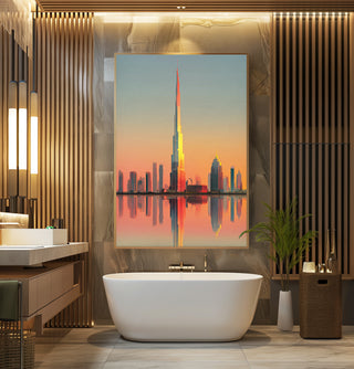 Sunset Skyscraper Skyline Poster – Modern Dubai Wall Art - Just Great Posters