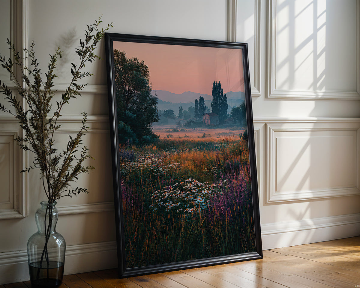 Sunset Field of Flowers Landscape Poster - Just Great Posters