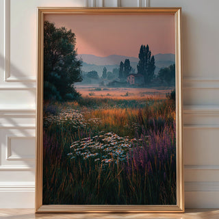 Sunset Field of Flowers Landscape Poster - Just Great Posters