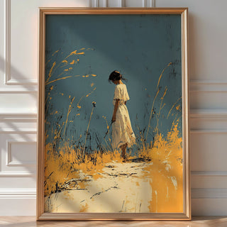 Where the Wildflowers Were – Moody Girl in Field Art Print - Just Great Posters