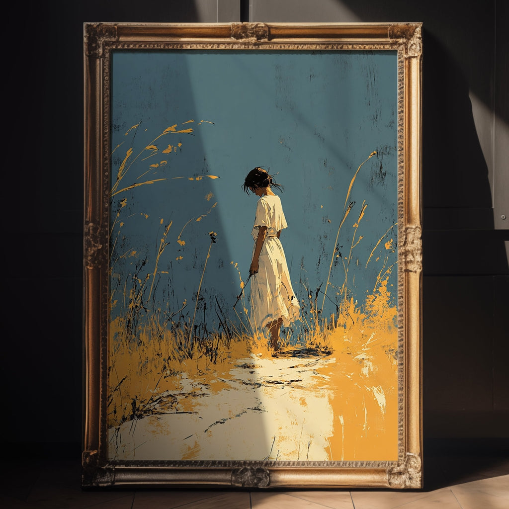 Where the Wildflowers Were – Moody Girl in Field Art Print - Just Great Posters