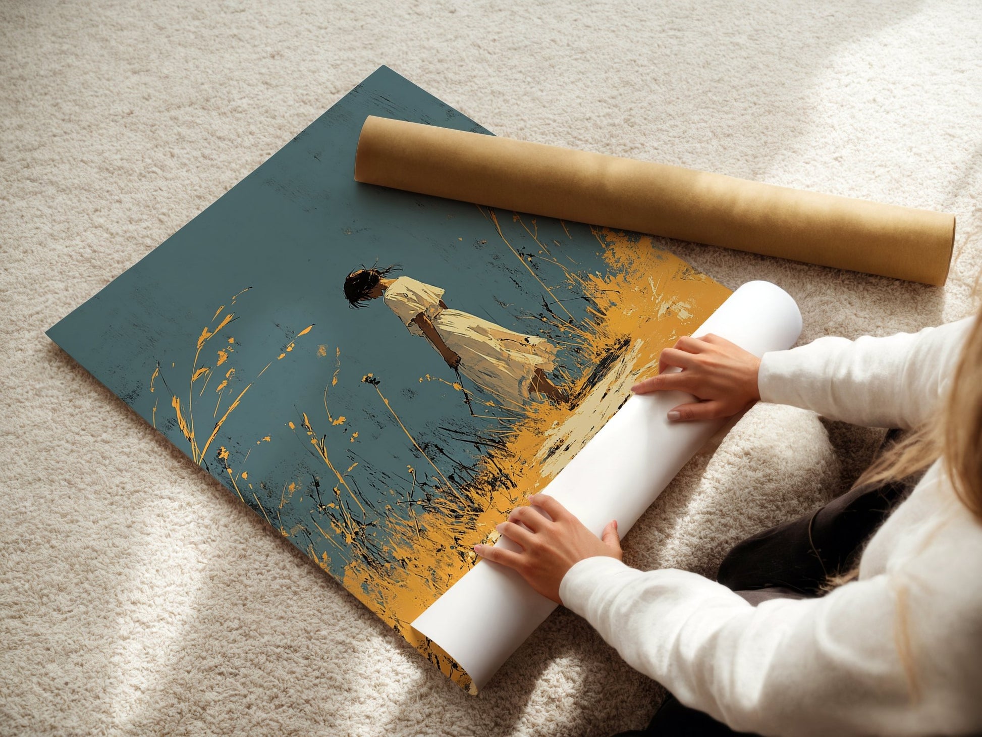 Where the Wildflowers Were – Moody Girl in Field Art Print - Just Great Posters