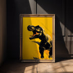 Roaring T - Rex Dinosaur Poster – Bold Yellow Art - Just Great Posters
