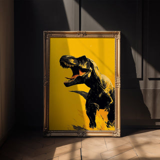Roaring T - Rex Dinosaur Poster – Bold Yellow Art - Just Great Posters