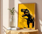 Roaring T - Rex Dinosaur Poster – Bold Yellow Art - Just Great Posters