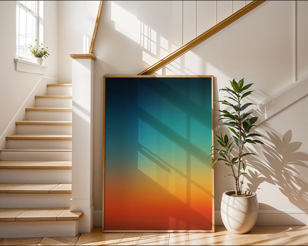 Teal to Orange Gradient Poster – Abstract Two - Color Wall Art - Just Great Posters