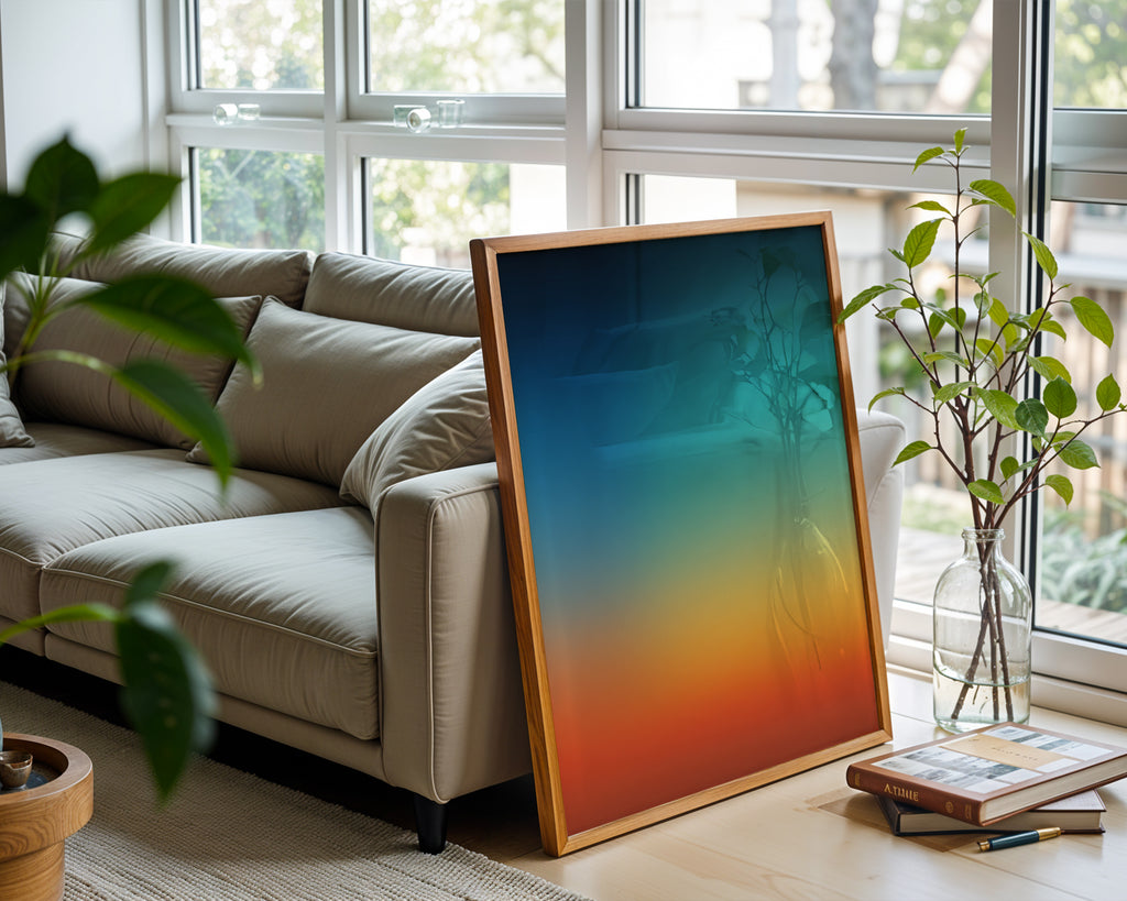Teal to Orange Gradient Poster – Abstract Two - Color Wall Art - Just Great Posters