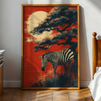 Zen Zebra at Sunset Poster – Japanese‑Style Minimalist Wildlife Wall Art - Just Great Posters
