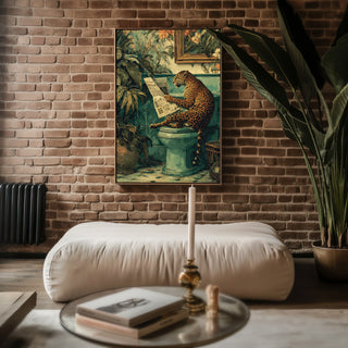 Leopard Bathroom Wall Art – Funny Jungle Animal Print for Eclectic Home Decor - Just Great Posters