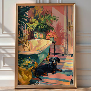 Matisse‑Style Dachshund Art Print – Elegant Modern Dog & Botanical Poster - Just Great Posters