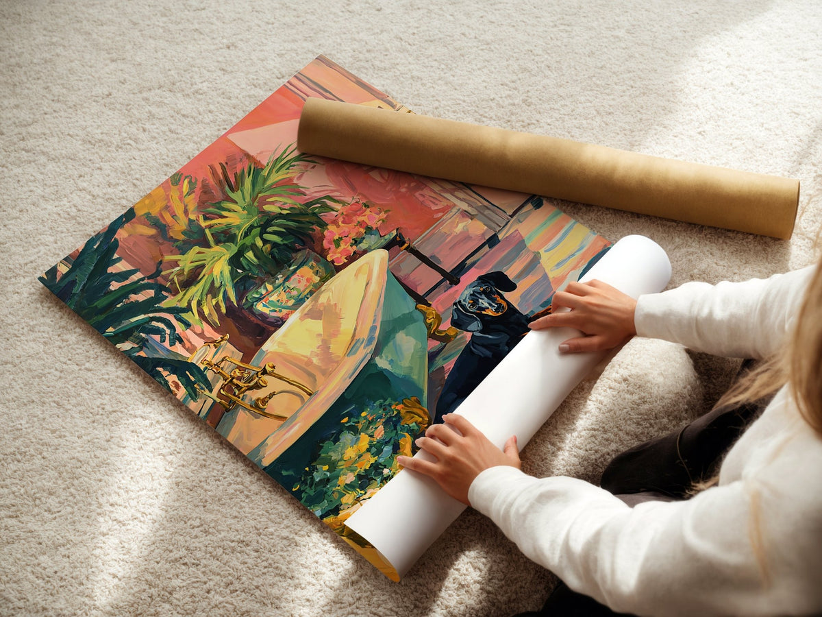 Matisse‑Style Dachshund Art Print – Elegant Modern Dog & Botanical Poster - Just Great Posters