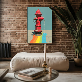 Rainbow Hydrant Poster – Bold Pop Street Art Print - Just Great Posters