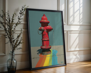 Rainbow Hydrant Poster – Bold Pop Street Art Print - Just Great Posters