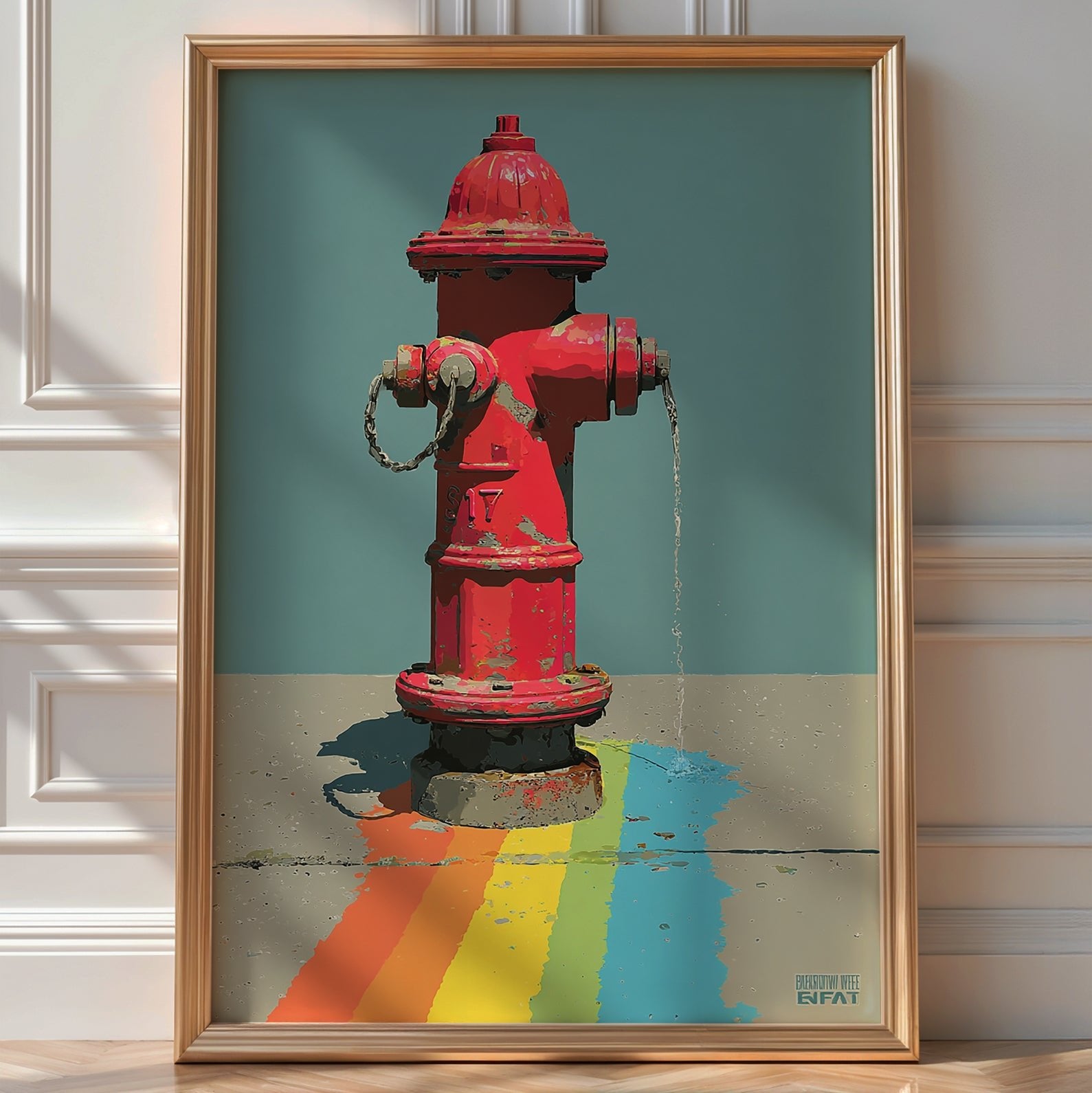 Rainbow Hydrant Poster – Bold Pop Street Art Print - Just Great Posters