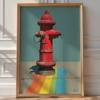 Rainbow Hydrant Poster – Bold Pop Street Art Print - Just Great Posters