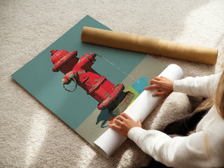 Rainbow Hydrant Poster – Bold Pop Street Art Print - Just Great Posters