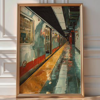 Urban Subway Station Art Print – Moody City Platform Print - Just Great Posters