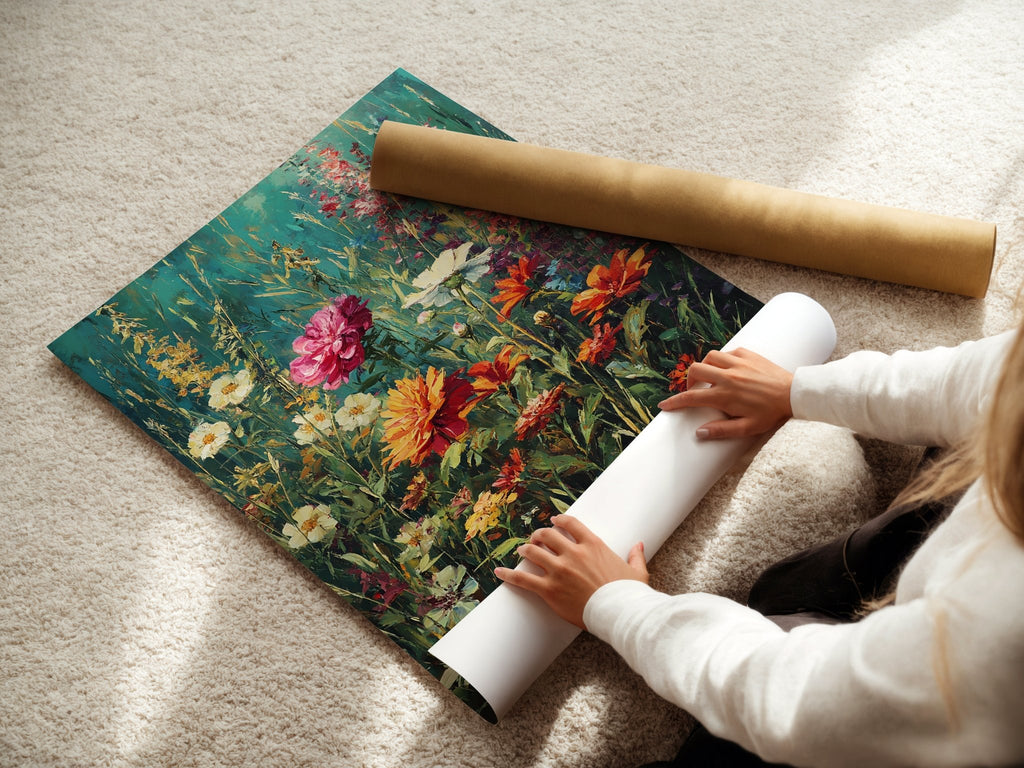 Wild Bloom Riot – Vibrant Botanical Painting Print - Just Great Posters