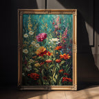Wild Bloom Riot – Vibrant Botanical Painting Print - Just Great Posters