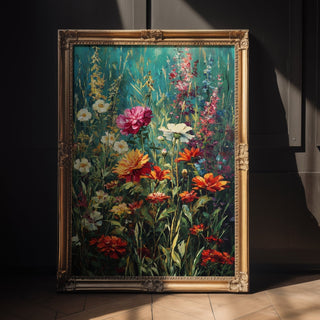 Wild Bloom Riot – Vibrant Botanical Painting Print - Just Great Posters