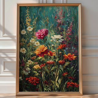 Wild Bloom Riot – Vibrant Botanical Painting Print - Just Great Posters