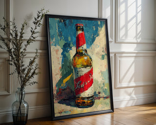 Painterly Vintage Beer Bottle – Pop Art Alcohol Print - Just Great Posters