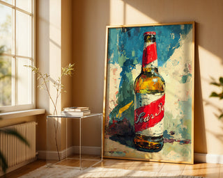 Painterly Vintage Beer Bottle – Pop Art Alcohol Print - Just Great Posters
