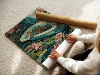 Flora & Feline – Surreal Jungle Bathtub Art Print - Just Great Posters