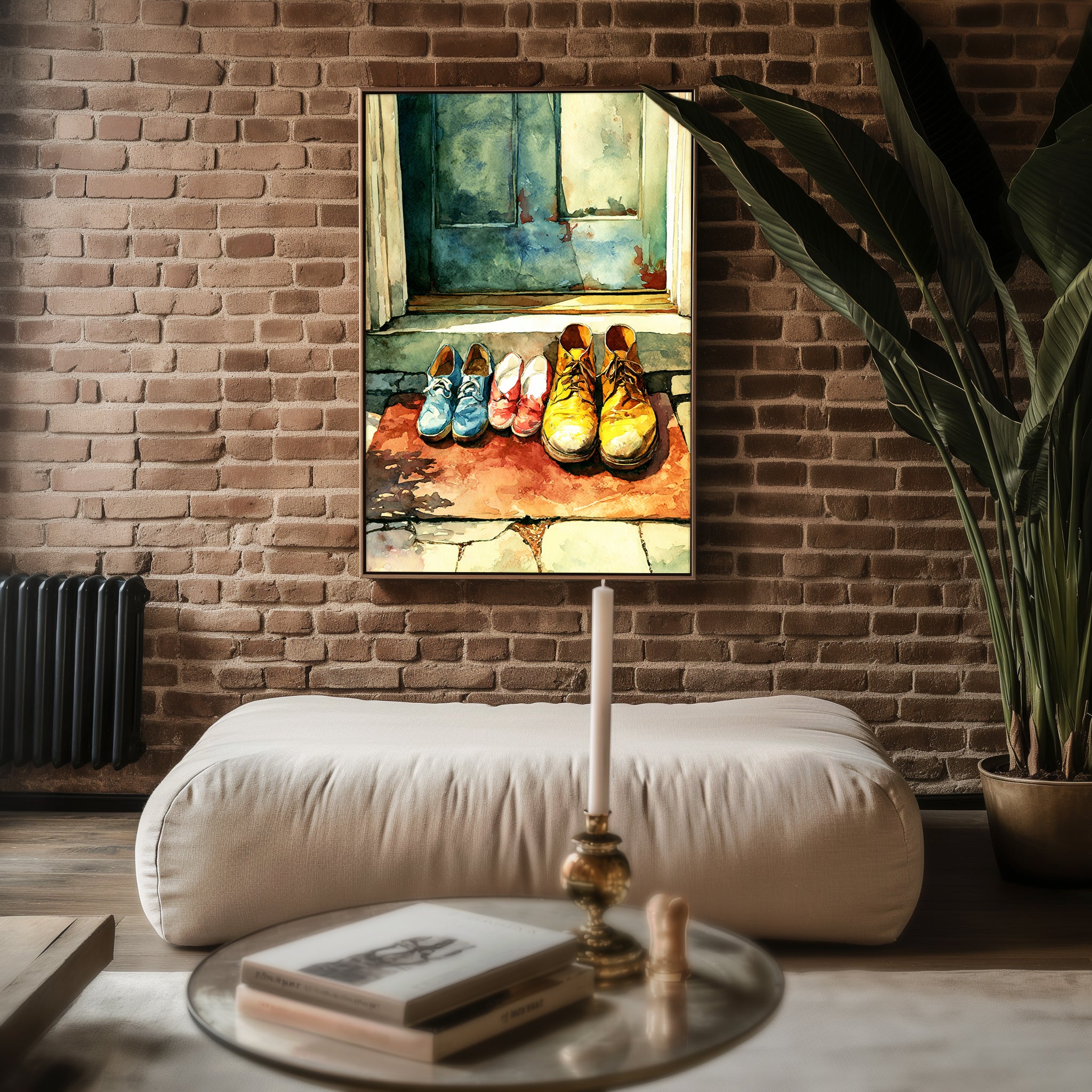 Watercolor Welcome – Family Shoe Portrait Art Print - Just Great Posters