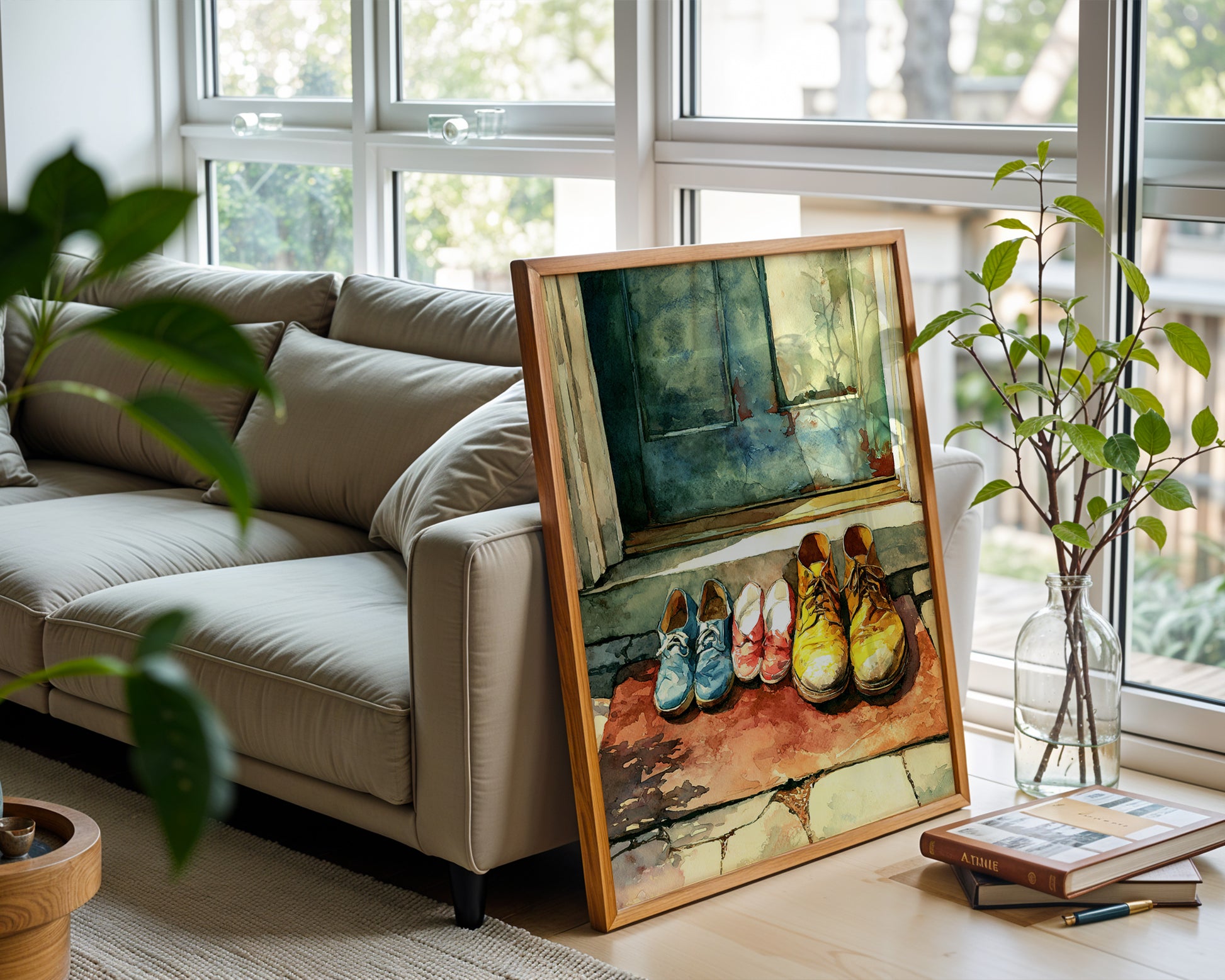 Watercolor Welcome – Family Shoe Portrait Art Print - Just Great Posters