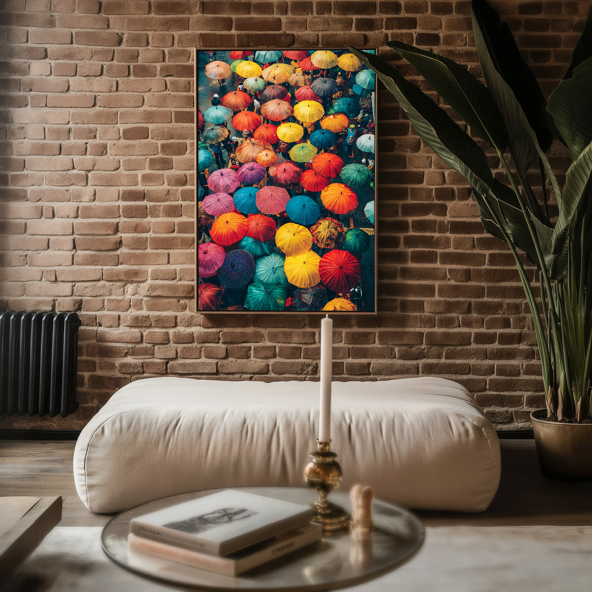 Color Storm – Vibrant Umbrella Street Art Print - Just Great Posters