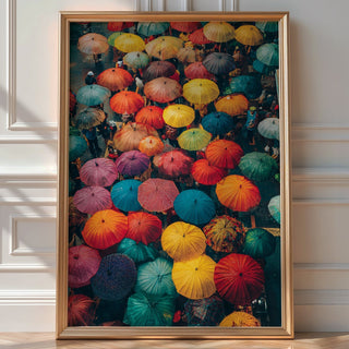 Color Storm – Vibrant Umbrella Street Art Print - Just Great Posters