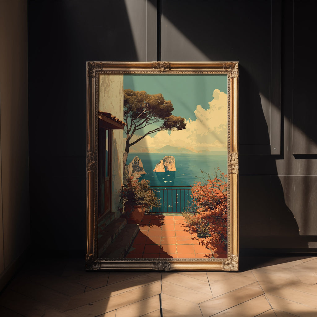 Art Deco Capri Terrace Seascape - Just Great Posters
