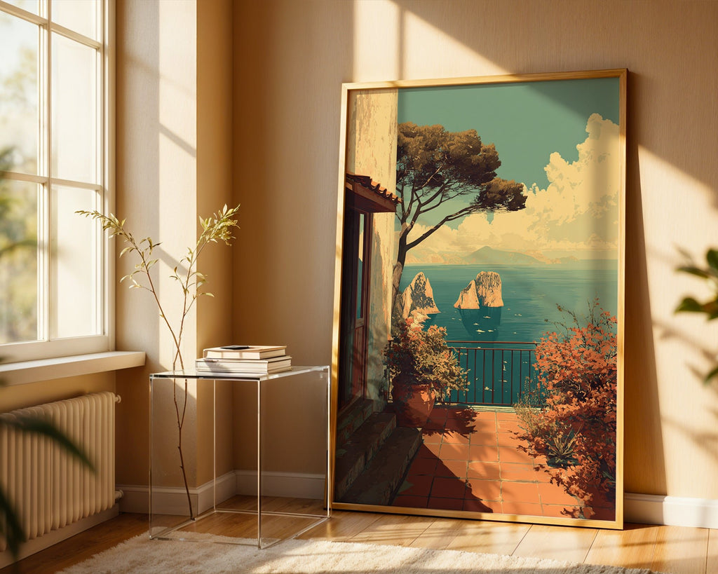 Art Deco Capri Terrace Seascape - Just Great Posters