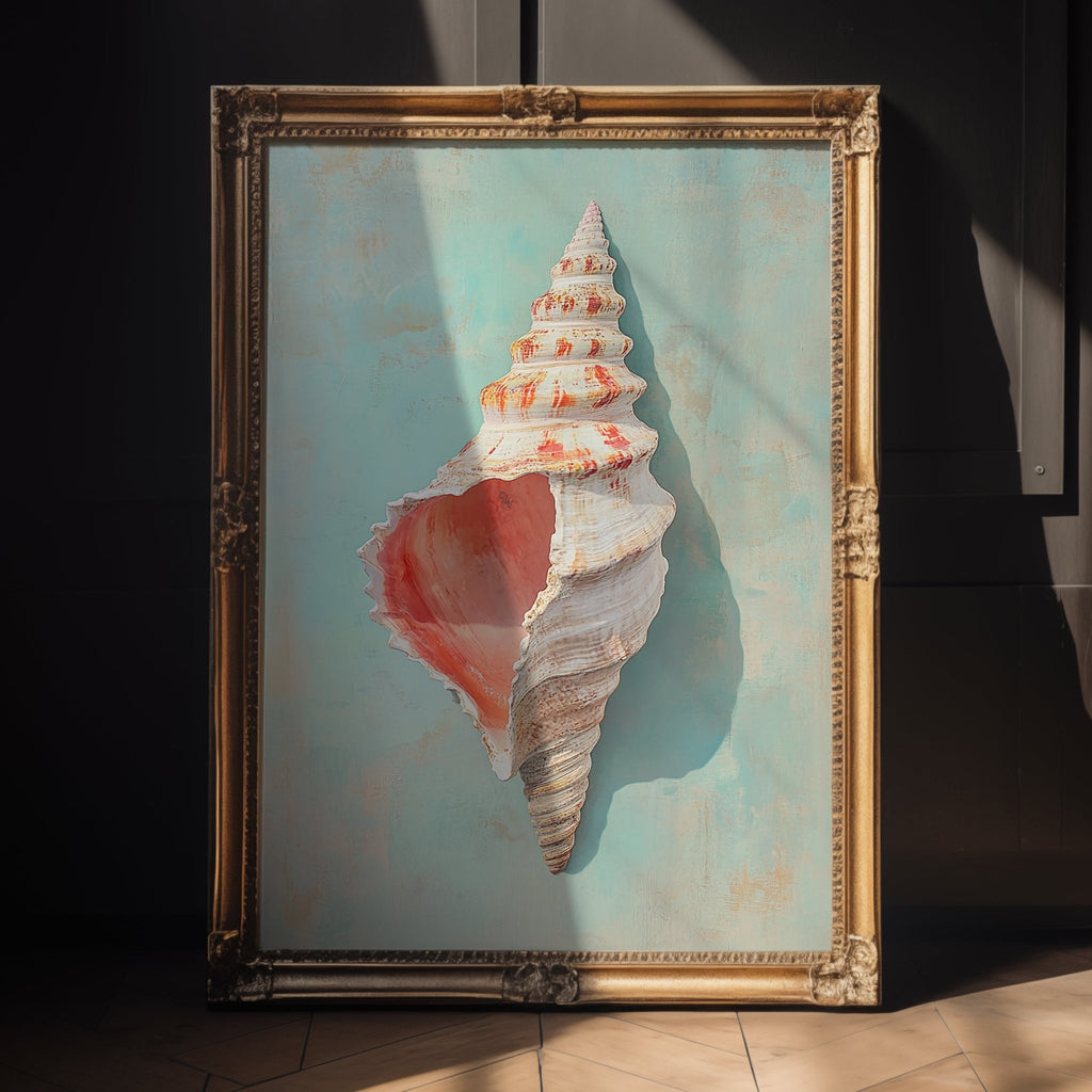 Seashell on Aqua Wall Art Print - Just Great Posters