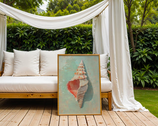 Seashell on Aqua Wall Art Print - Just Great Posters