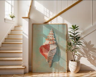 Seashell on Aqua Wall Art Print - Just Great Posters
