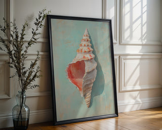 Seashell on Aqua Wall Art Print - Just Great Posters