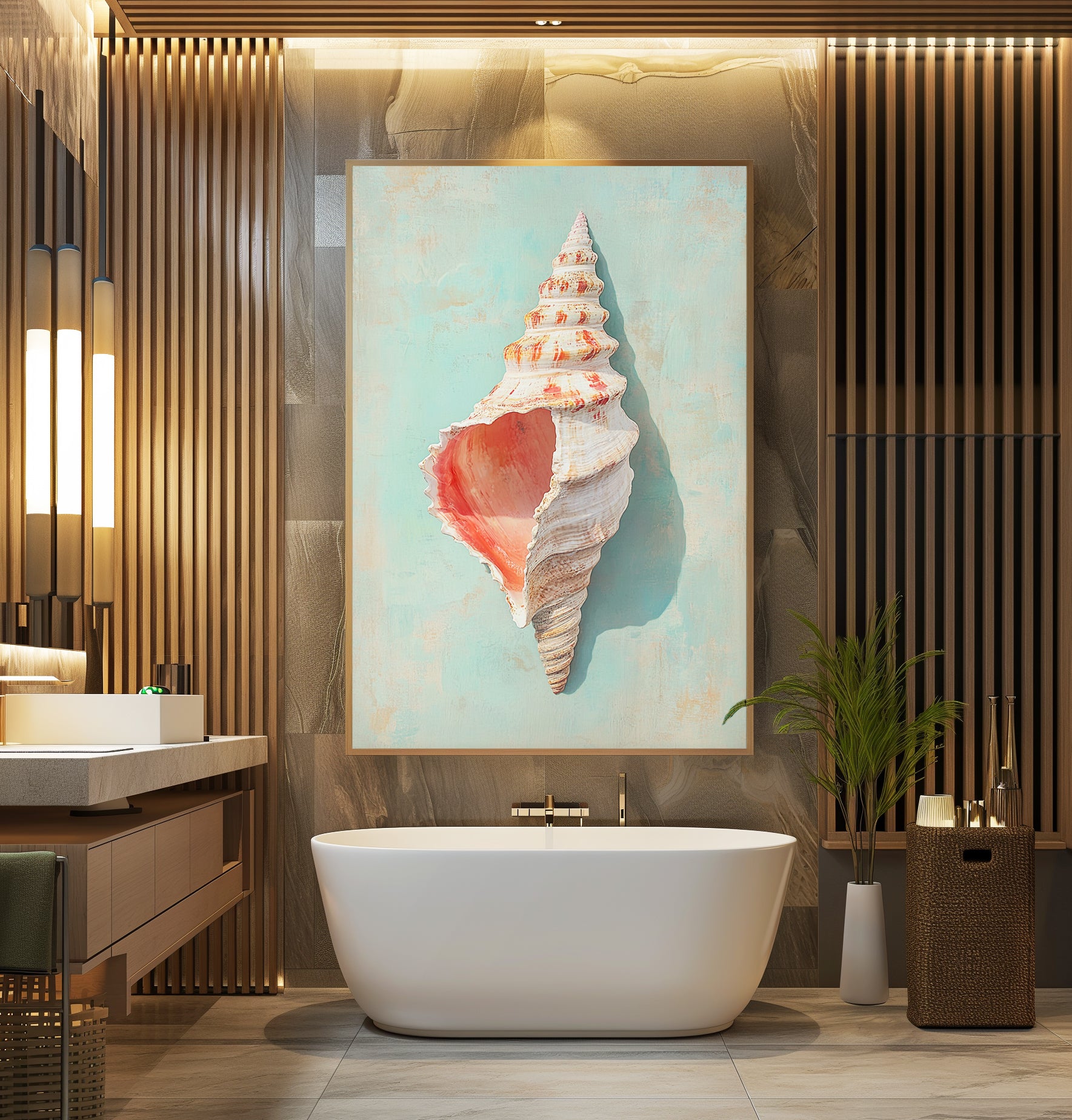 Seashell on Aqua Wall Art Print - Just Great Posters