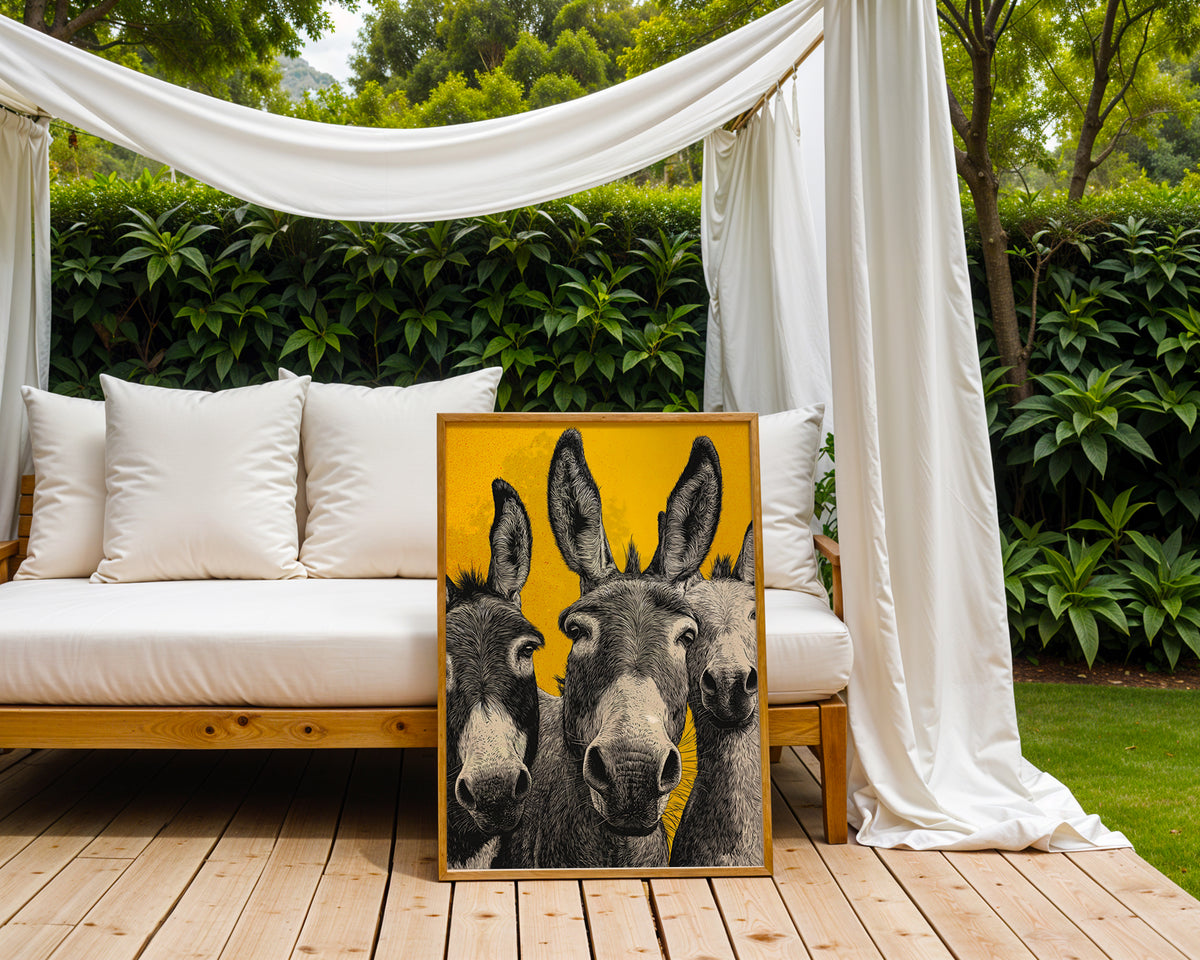 Donkey Trio Pop Art Poster – Bold Farm Animal Wall Print - Just Great Posters