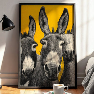 Donkey Trio Pop Art Poster – Bold Farm Animal Wall Print - Just Great Posters