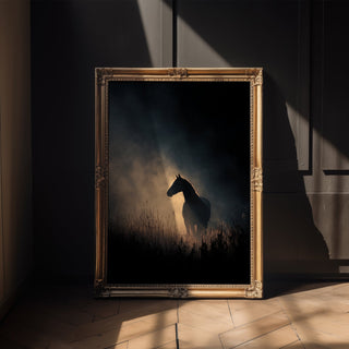 Sunlit Horse Silhouette Poster – Equine Moody Wall Art - Just Great Posters