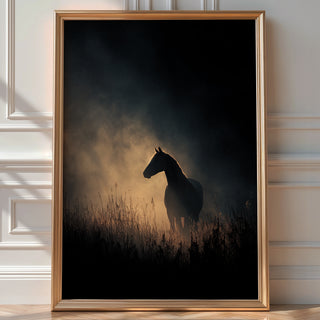Sunlit Horse Silhouette Poster – Equine Moody Wall Art - Just Great Posters