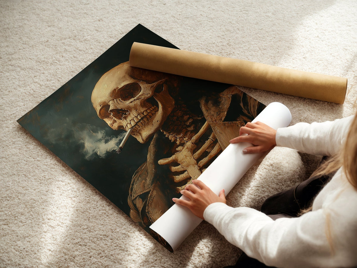 Skeleton Smoking Art Print - Just Great Posters