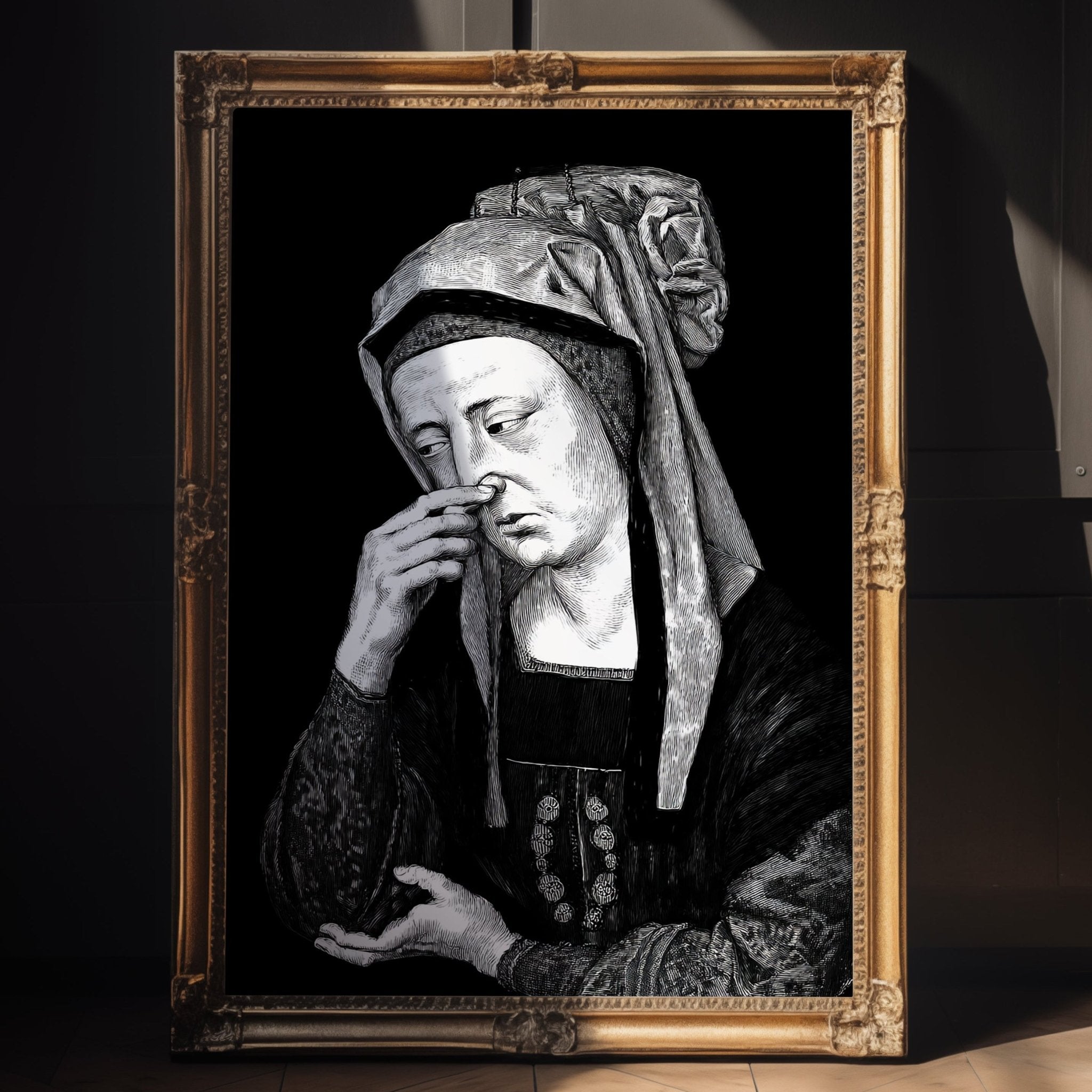 Nose - Pinch Renaissance Woman Poster – Hilarious Vintage Loo Art - Just Great Posters