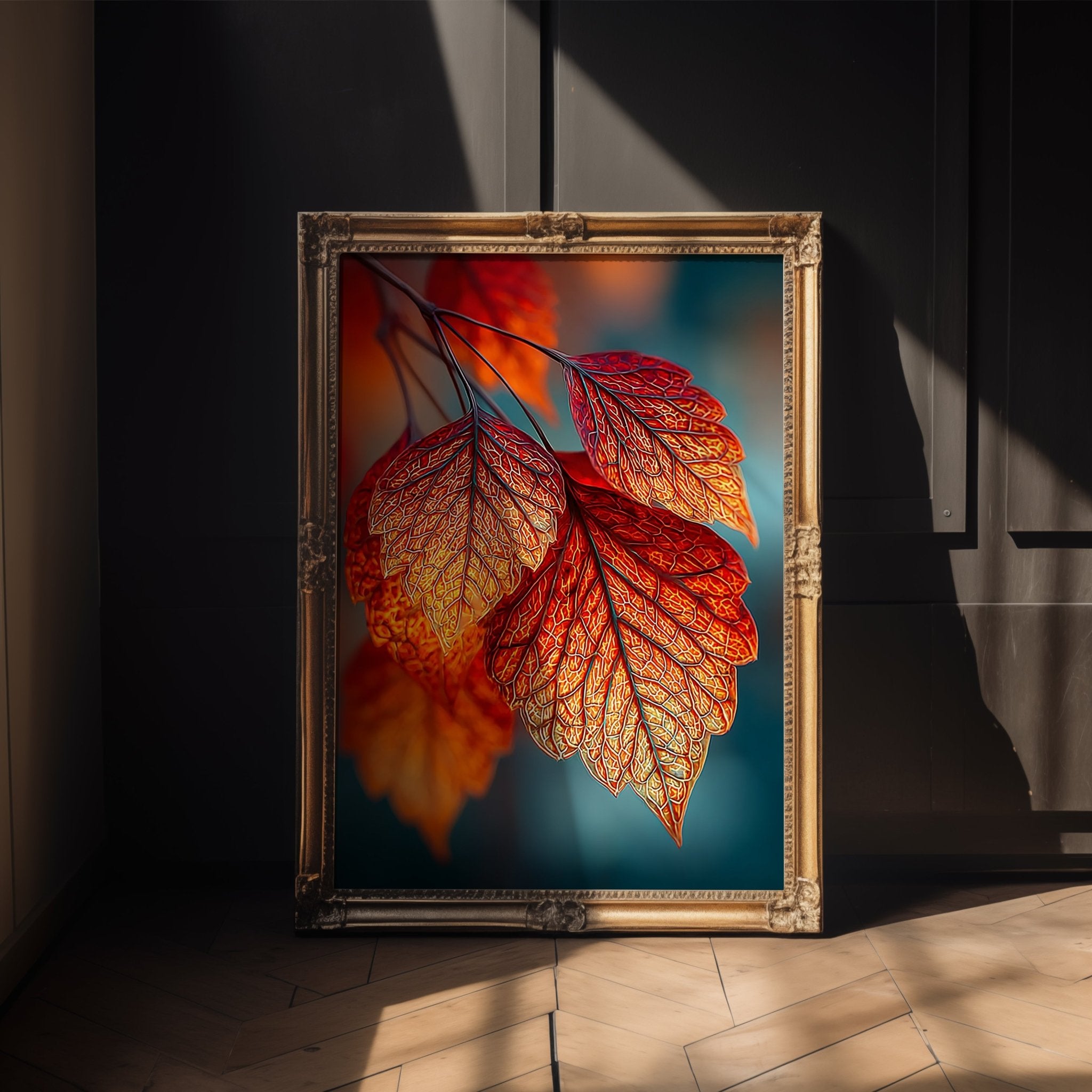 Autumn Leaves Print – Fiery Red Foliage Wall Art for Fall Decor