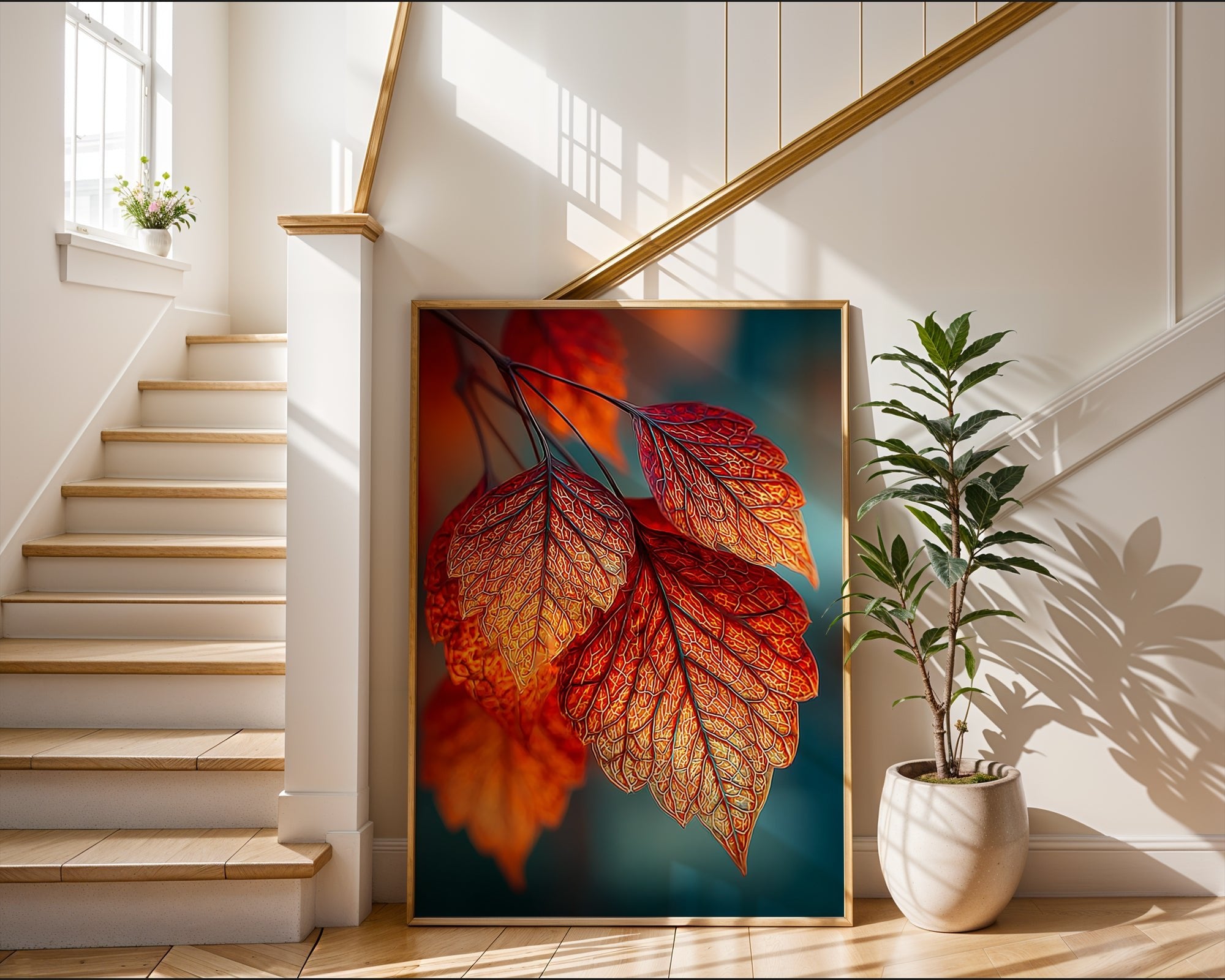 Autumn Leaves Print – Fiery Red Foliage Wall Art for Fall Decor