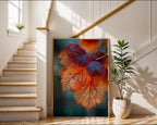 Backlit Autumn Leaves Macro Print – Glowing Fall Wall Art in Fiery Reds & Oranges - Just Great Posters