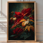 Autumn Leaves Print – Moody Red & Gold Botanical Wall Art - Just Great Posters