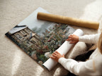 Snowy Garden Cottage poster displayed in a styled room setting